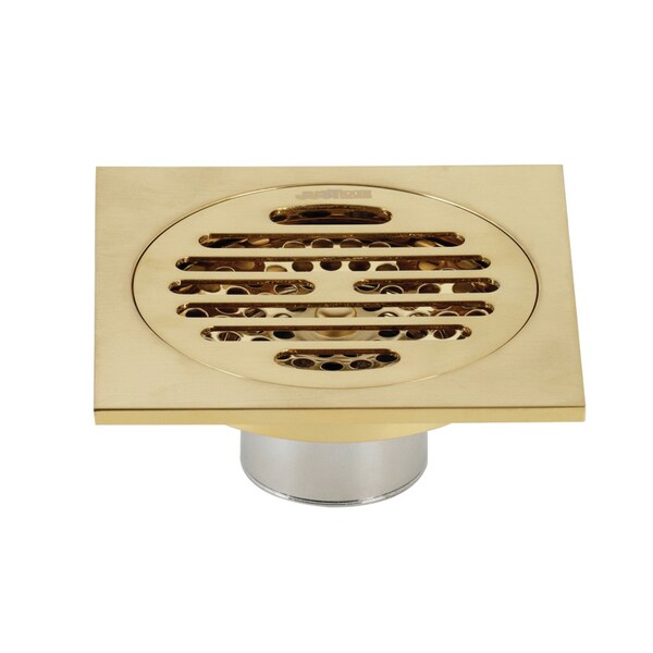 BSF4262BB Watercourse Symmetric 4" Square Grid Shower Drain, Brass